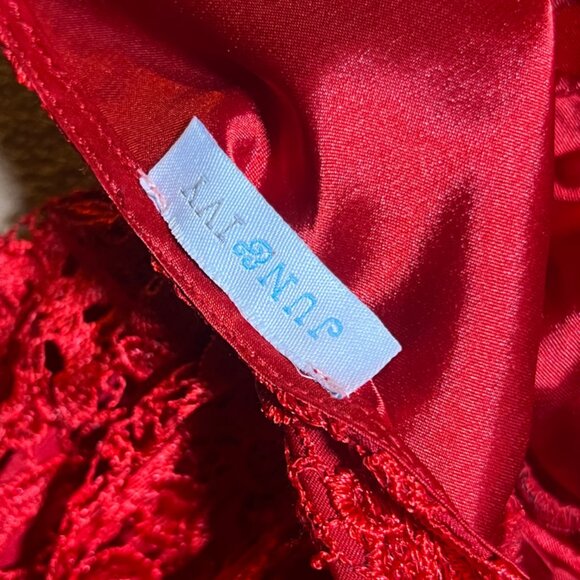 Jun & Ivy Women Small Red Knee Length Floral Lace Crochet‎ Sleeveless Dress - Picture 8 of 9